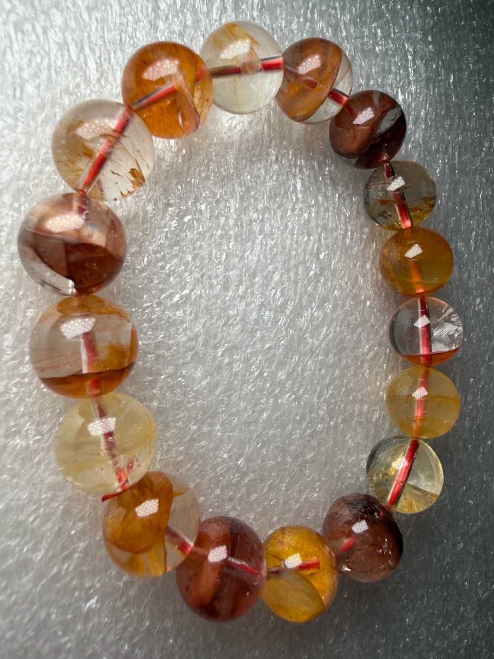 Rare HQ 12MM Thousand Layer Fire Quartz Natural Crystal Bracelet